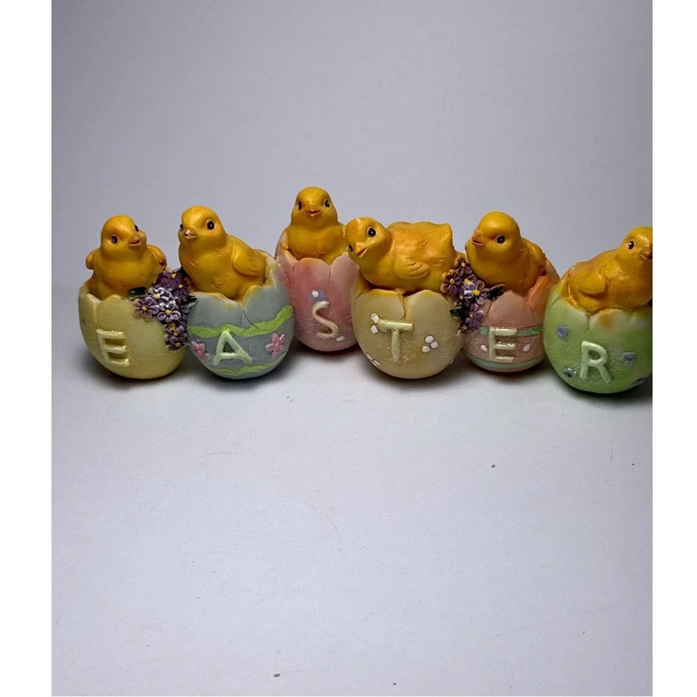 Easter Figurine Multi-Color Resin Chick Egg Decor Cotagecore Spring